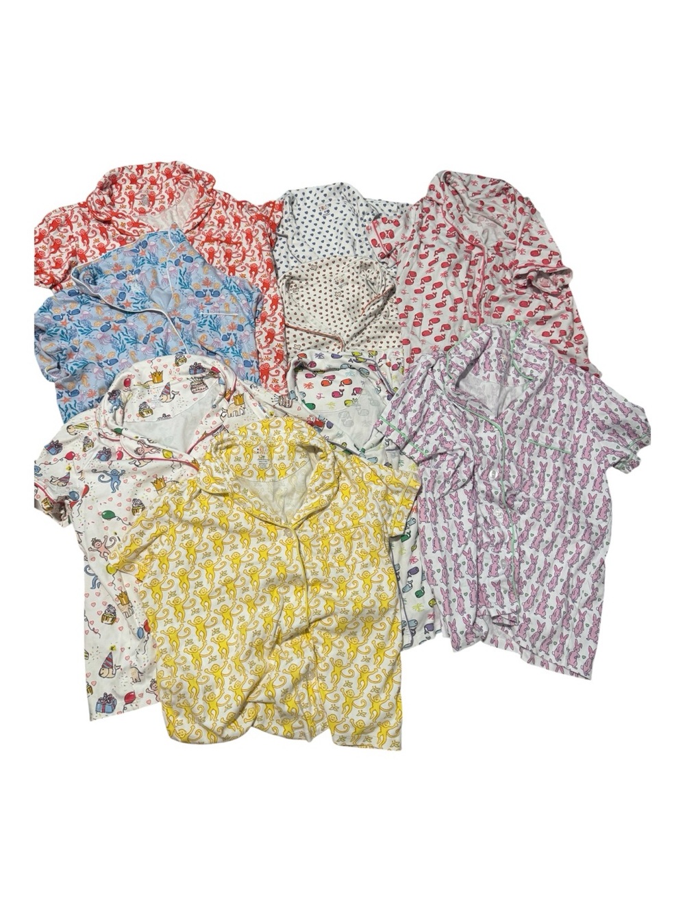Roller Rabbit Pajama Top Lot of 9 Size Medium Assorted Prints